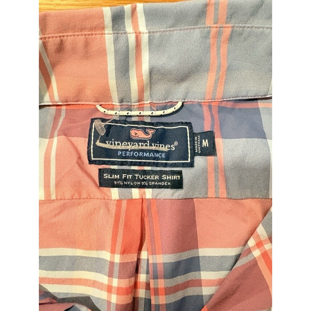 Vineyard Vines Size M Slim Fit Tucker Shirt Button-Down Short Sleeve Plaid - Picture 3 of 8